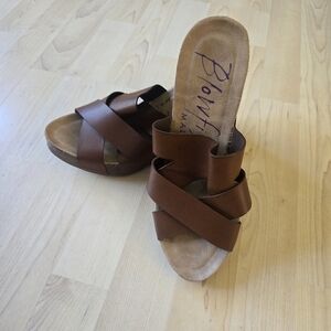 Blowfish Brown Wedge Sandals Size 9